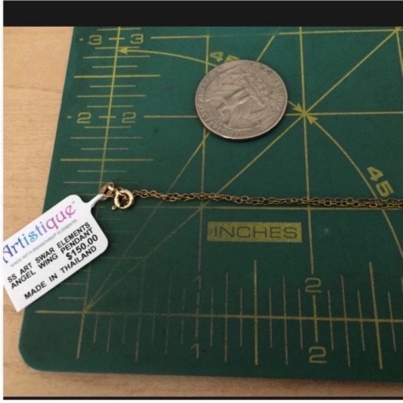 NWT Swarovski Angel Wing Crystals Gold Wash Sterling Silver Necklace - Picture 4 of 7